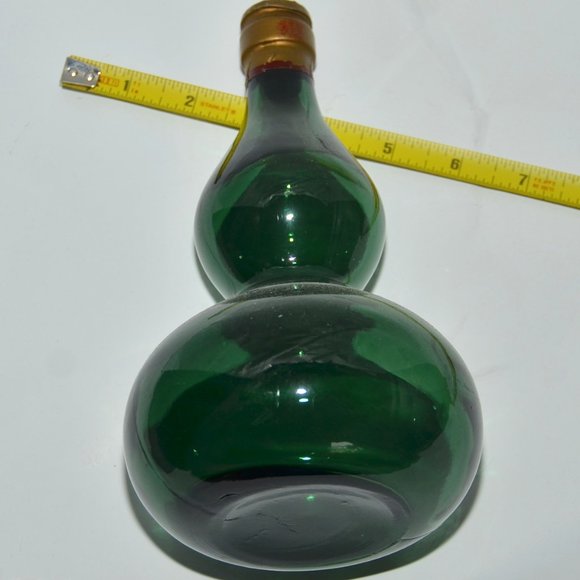large green glass decorative jug decanter bottle home decor - Picture 2 of 13